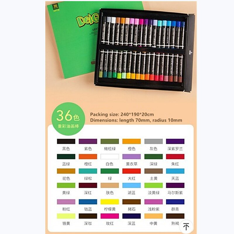 Lápiz de dibujo para estudiantes, suministros de Arte de forma redonda, Pastel de aceite suave, material de papelería escolar, , 12/24/36 colores: 36 colors