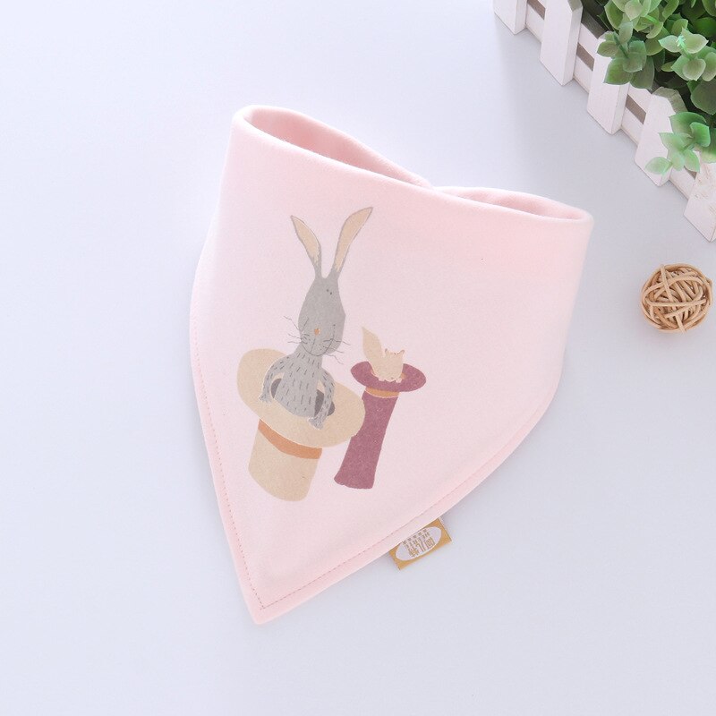 Organic Cotton Bandana Bibs Infant Feeding Smock Baby Burp Cloths Cartoon Saliva Towel Baby Eating Accessory Soft Baby Stuff: PinkRabbit