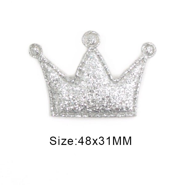 50 Stuks Glitter Gewatteerde Patches Kleurrijke Crown Bling Applicaties Sequin Patches Voor Kleding Diy Hoofddeksels Accessoires Bruiloft Decor: Big Sliver Crown