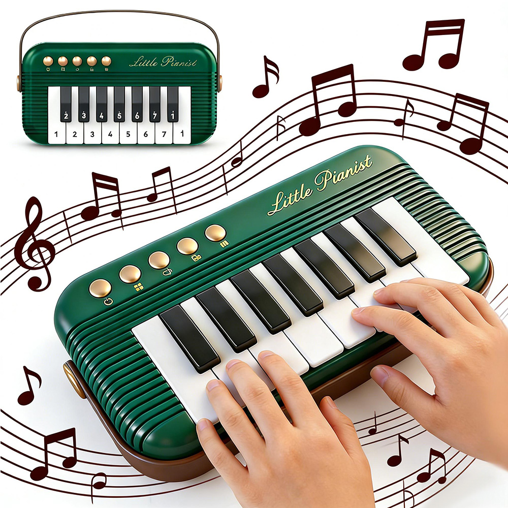 5 färger mini piano keyboard leksaker för barn, retro fickpiano, musikleksaker nybörjare, elektroniskt musikinstrument