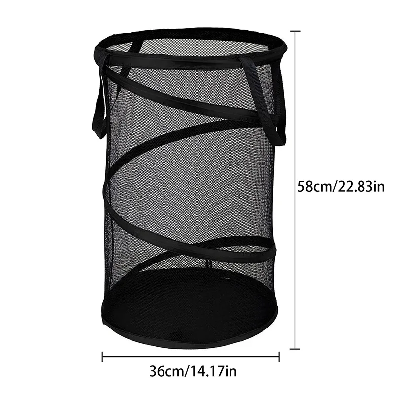 Large Mesh Yarn Folding Dirty Laundry Sorting Basket Washing FrameBathroomCloth MeshStorage BagFrame Bucket Laundry Organizers: black