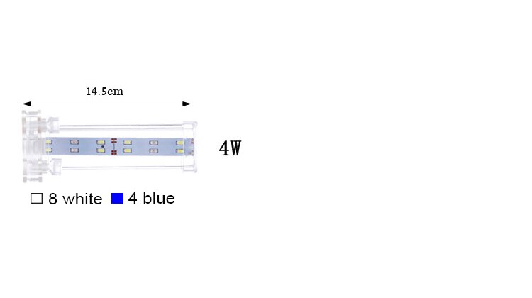 Luz de cristal para acuario, lámpara de luz con Clip para pecera, luces LED para plantas, iluminación para acuario de 14,5-42,5 cm, enchufe europeo: 4w