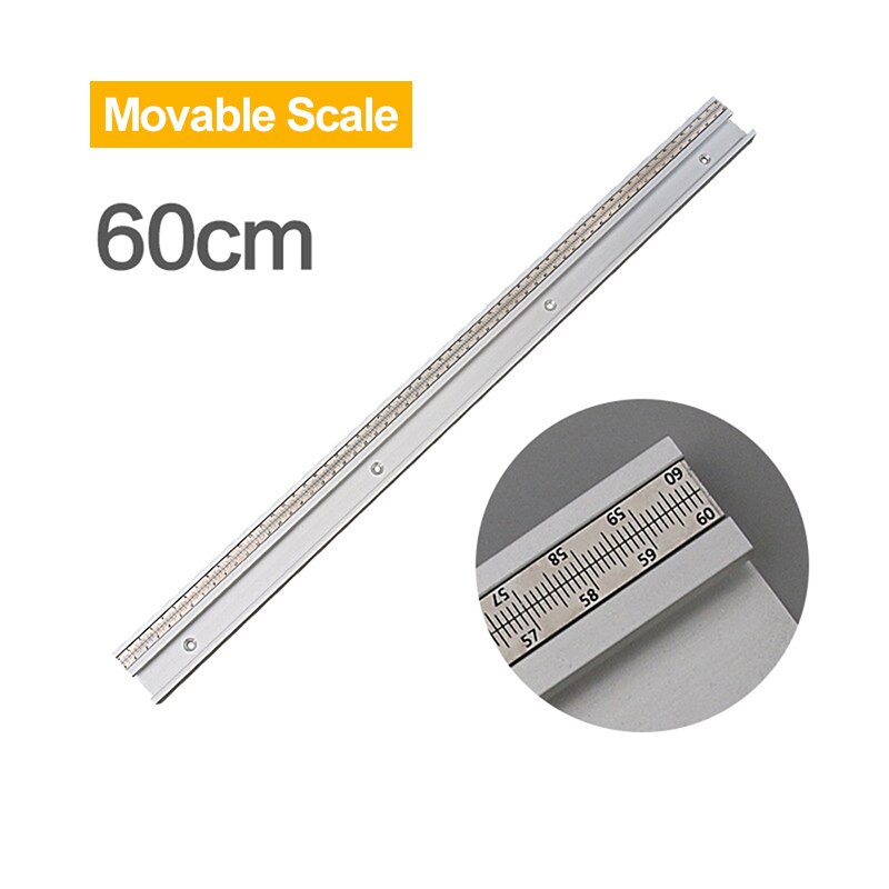 300-800mm t-track met schaal, legering t-tracks, t-sleuf, verstekrailstopper, houtbewerking, zaagtafel, werkbank, doe-het-zelfgereedschap, accessoires: Verplaatsbaar 600mm