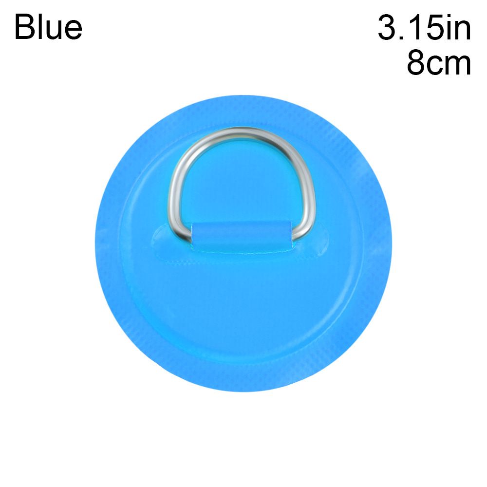 1PC 8cm/11cm Stainless Steel D Ring Pad/Patch With Glue for PVC Inflatable Boat Raft Dinghy Canoe Kayak Surfboard SUP Tie Down: blue-8cm