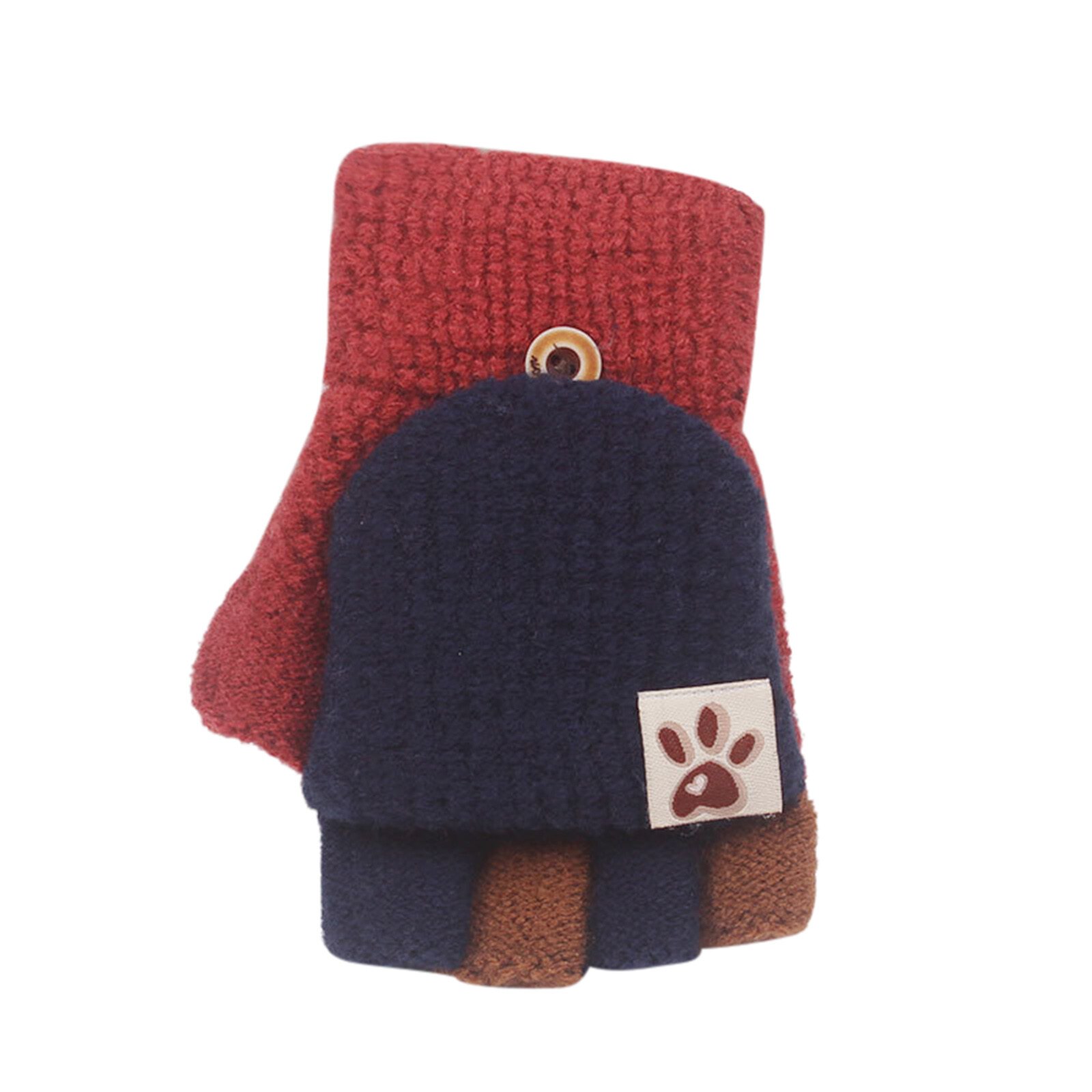 Flip Winter Handschoenen Kids Baby Wanten Warmer Soft Convertible Vingerloze Handschoenen Wol Verdikking Warme Blootgesteld Vinger Handschoenen: Wine 