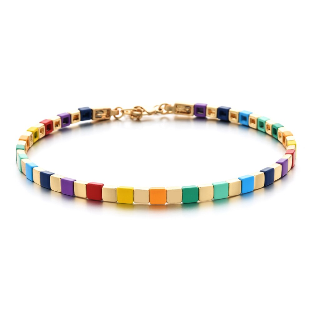 Collier ras du cou court pour femmes, perles colorées arc-en-ciel, pour la plage, bricolage, bijoux pour filles, de fête,: SL1264
