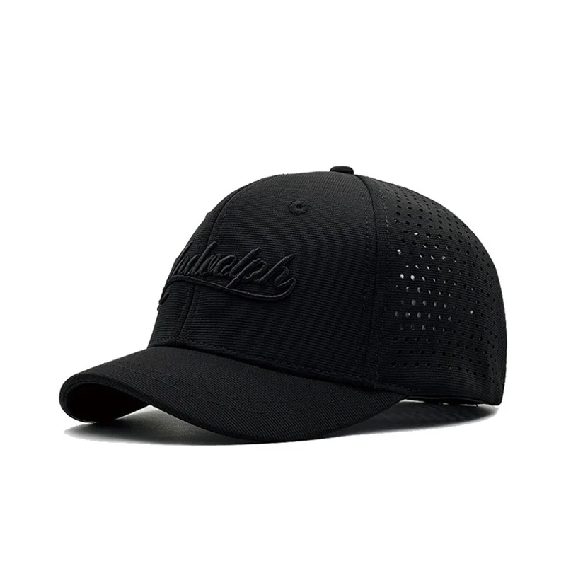 Casquette de baseball à bord court pour homme, chapeau à grosse tête, dos fermé, casquettes ajustées en maille, casquettes extensibles entièrement fermées, 56 cm-60cm, 61 cm-65cm, 5cm: XL / Black
