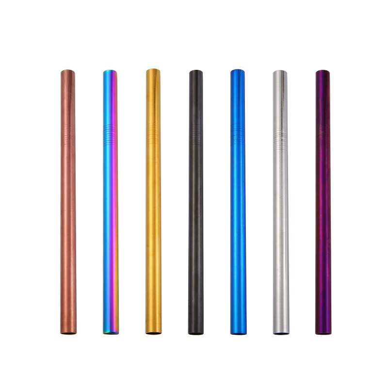 5/10pcs 304 Stainless Steel Straws Bubble Tea Diameter 12mm Reusable Drinking Straw Milk Tea Rainbow Metal Straws