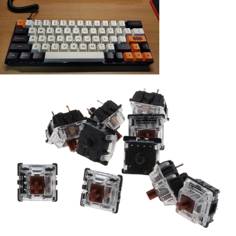 10 Stks/pak Mechanische Toetsenbord Gateron Mx 3 Pin Bruin Schakelaar Transparante Case Voor Toetsenbord Cherry Mx Compatibel