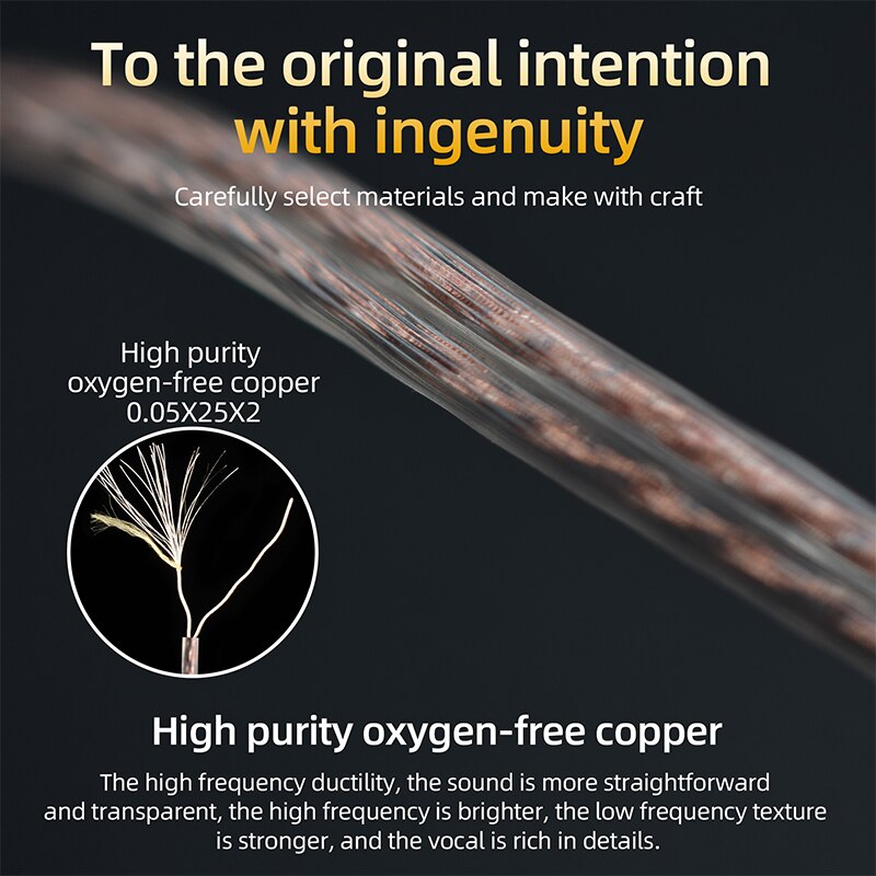 Cable plano de actualización KZ ZS10 ZSN EDX Pro de cobre libre de oxígeno de alta pureza, 2 pines, 0,75/0,78mm, Pin B/C, alambre OFC plateado de 3,5mm