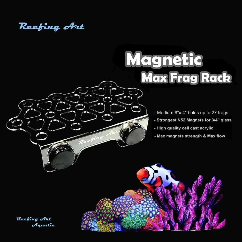 Reefing Art-Soporte de acrílico supertransparente para acuario, estante magnético para tapones de Coral Frag, para pecera de 15 - 20MM de espesor de vidrio: Medium Max Frag Rack