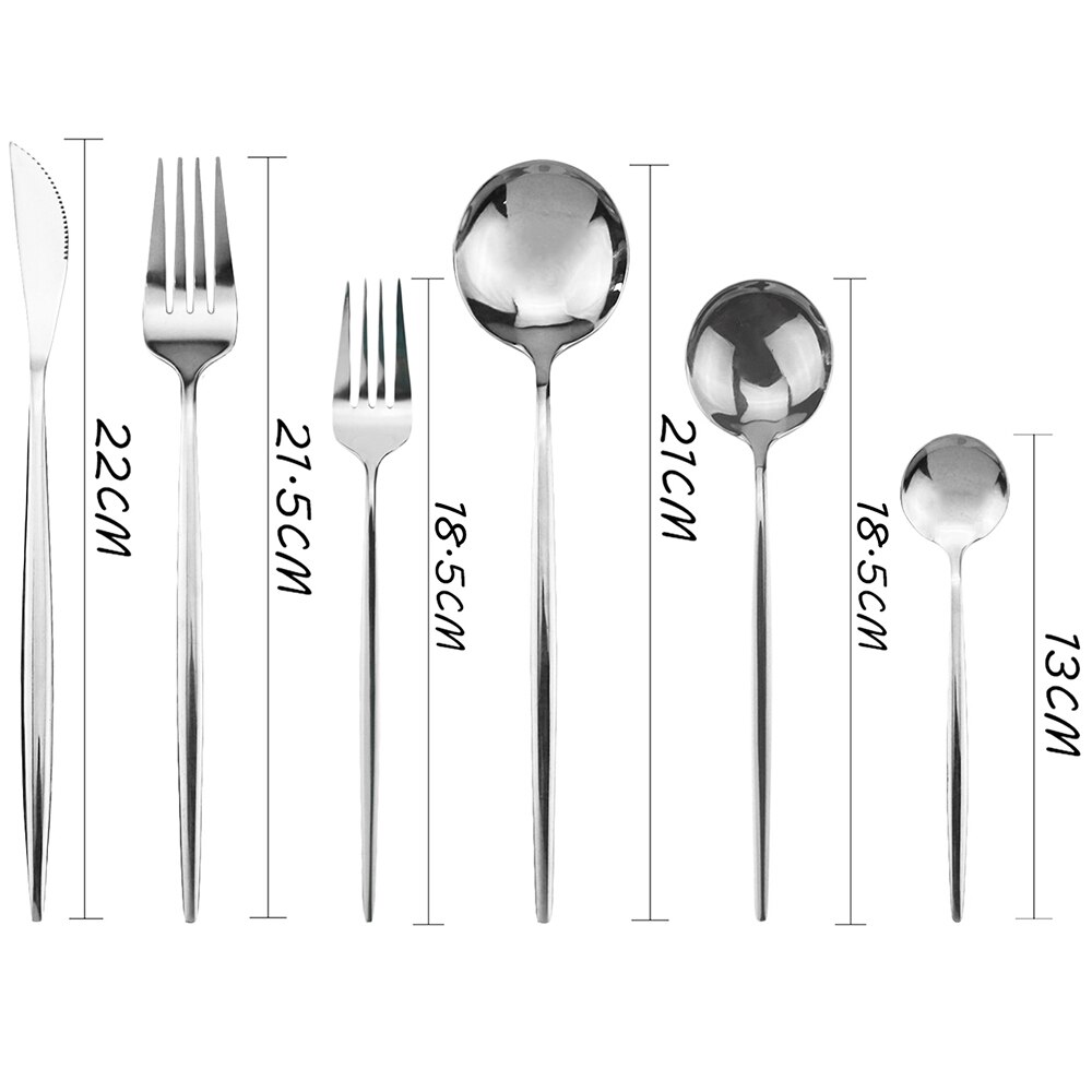 Silver Cutlery Set Stainless Steel Dinnerware Set Knife Dessert Fork Coffee Spoon Dinner Set Kitchen Tableware Silverware Set
