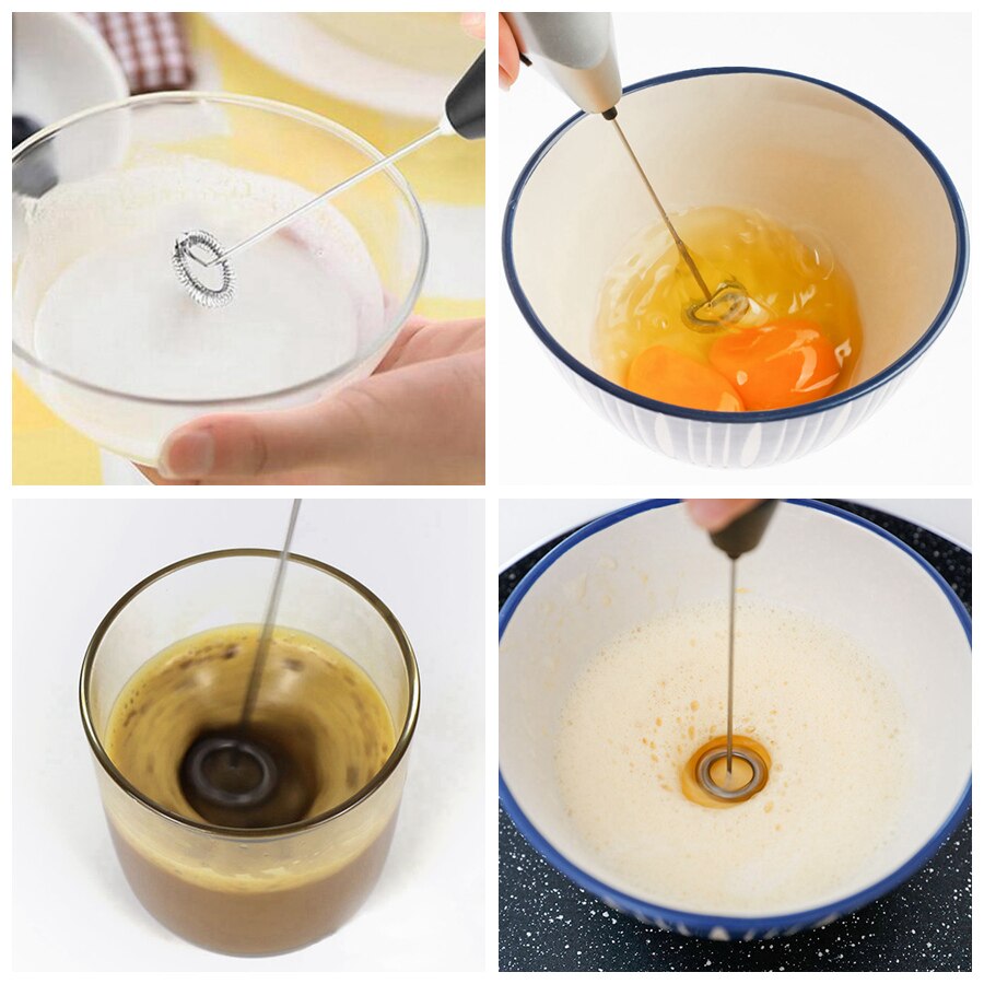 ZK30 Milk Frother Handheld with Egg-beating Head Electric Milk Coffee Drink Mixer for Coffee Cappuccino Matcha Chocolate