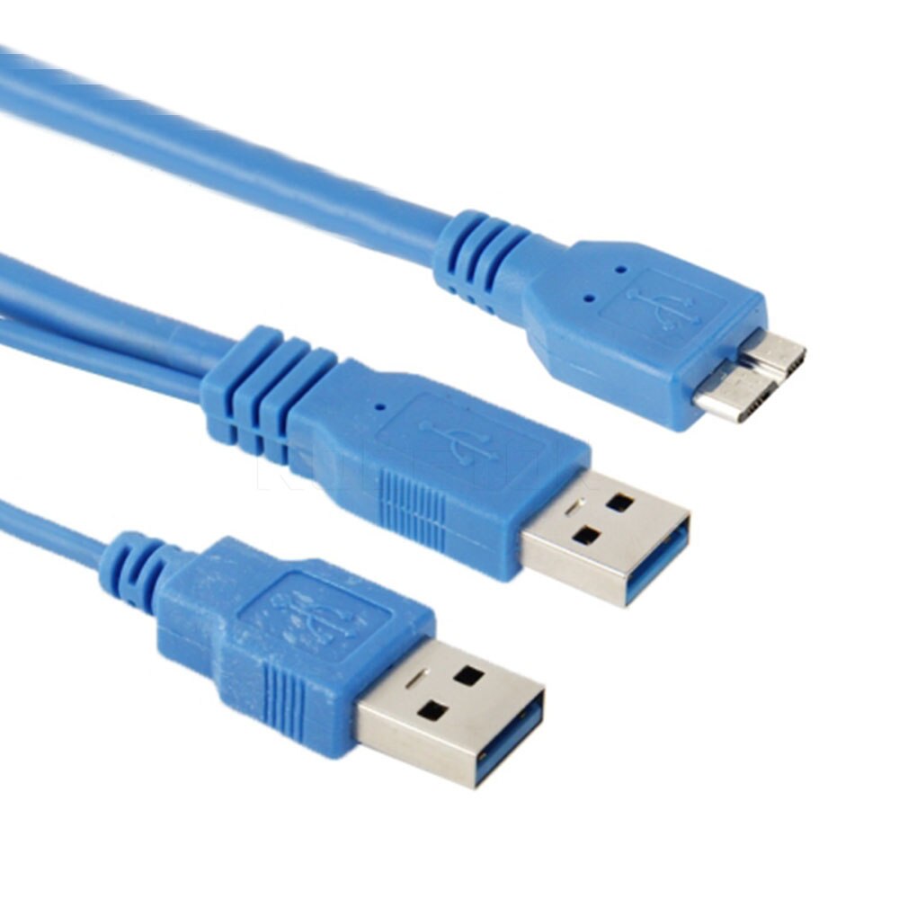 Dual USB 3.0 A to Micro-B USB 3.0 Y Cable for HDD Case Computer Cable Connector Length 50cm