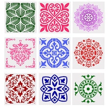 9/10 Uds Mandala herramientas de punteado plantillas Plantilla de dibujo conjunto de plantillas para decoración de pared bricolaje pintura dibujo proyectos de arte