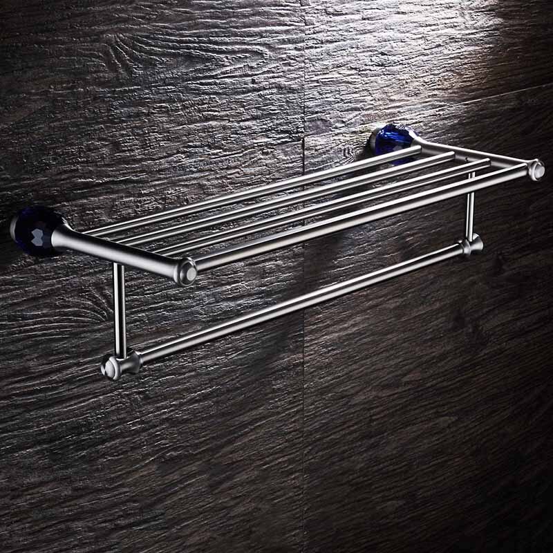 WEYUU Blue Crystal Bathroom Accessories Towel Bars ,Soap Basket,Robe Hooks,Towel Ring Stainless Steel Bathrooms Hardware Sets