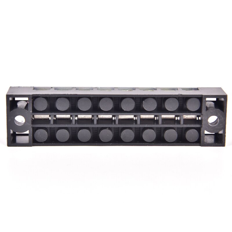 600V 15A 8 Positions Dual Rows Covered Barrier Screw Terminal Block Strip