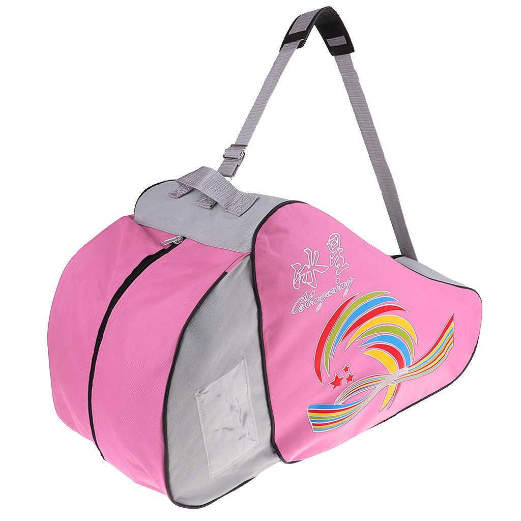 Ice Skate Tas Premium Nylon Pouch Case Te Dragen Rolschaatsen Inline Voor Kids & Volwassenen, met Speciale Patroon: Pink