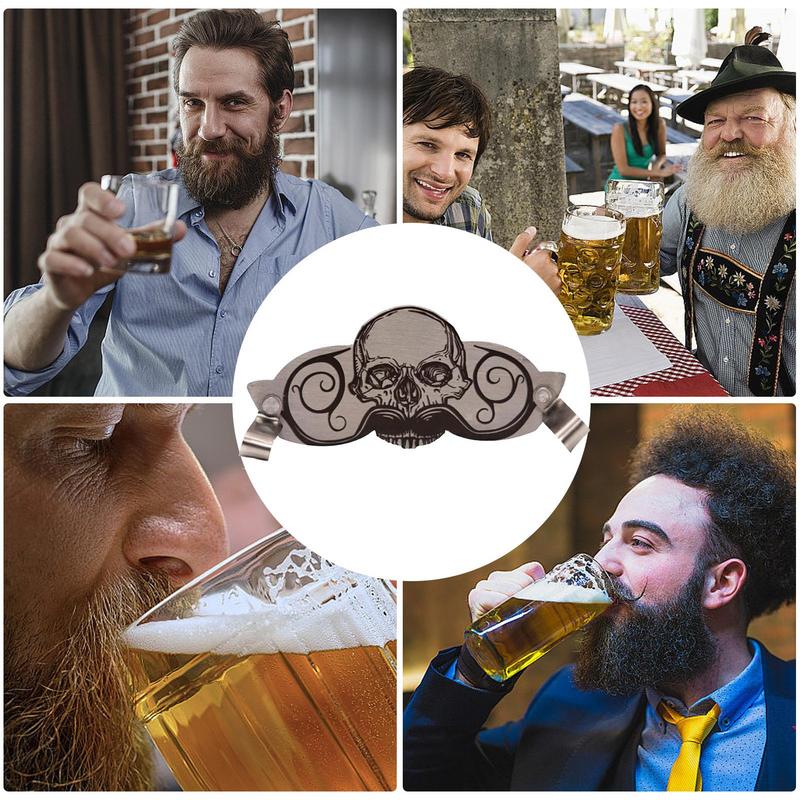 Protège-Moustache en Acier Inoxydable, de Crâne, Décoratif, Innovant, Multifonctionnel, pour Boisson