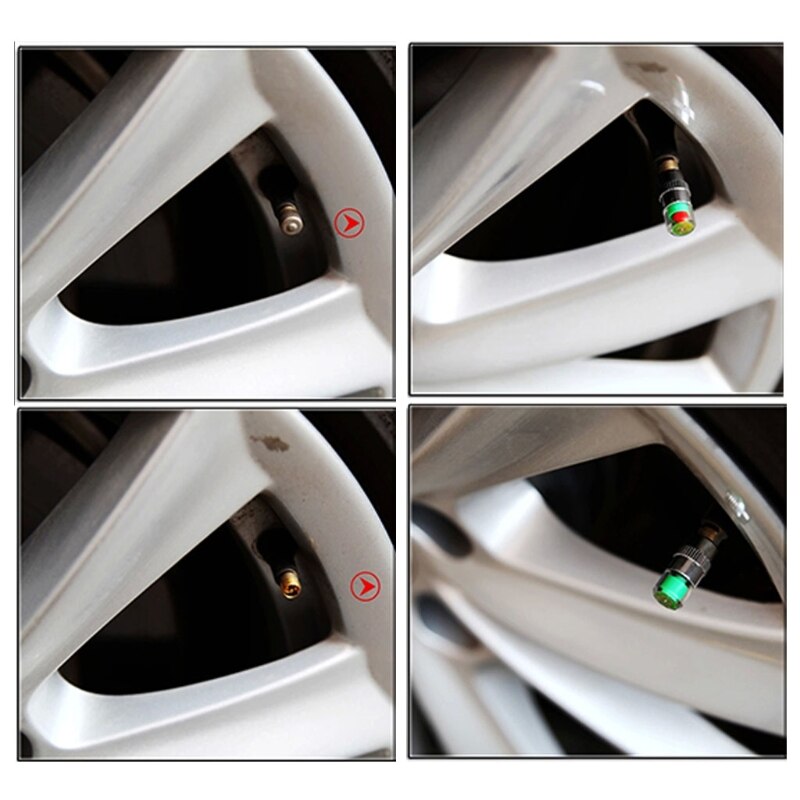 4pcsCar Tire Pressure Gauge Indicator Alert Monitoring Valves Cap Sensor Monitor G99F