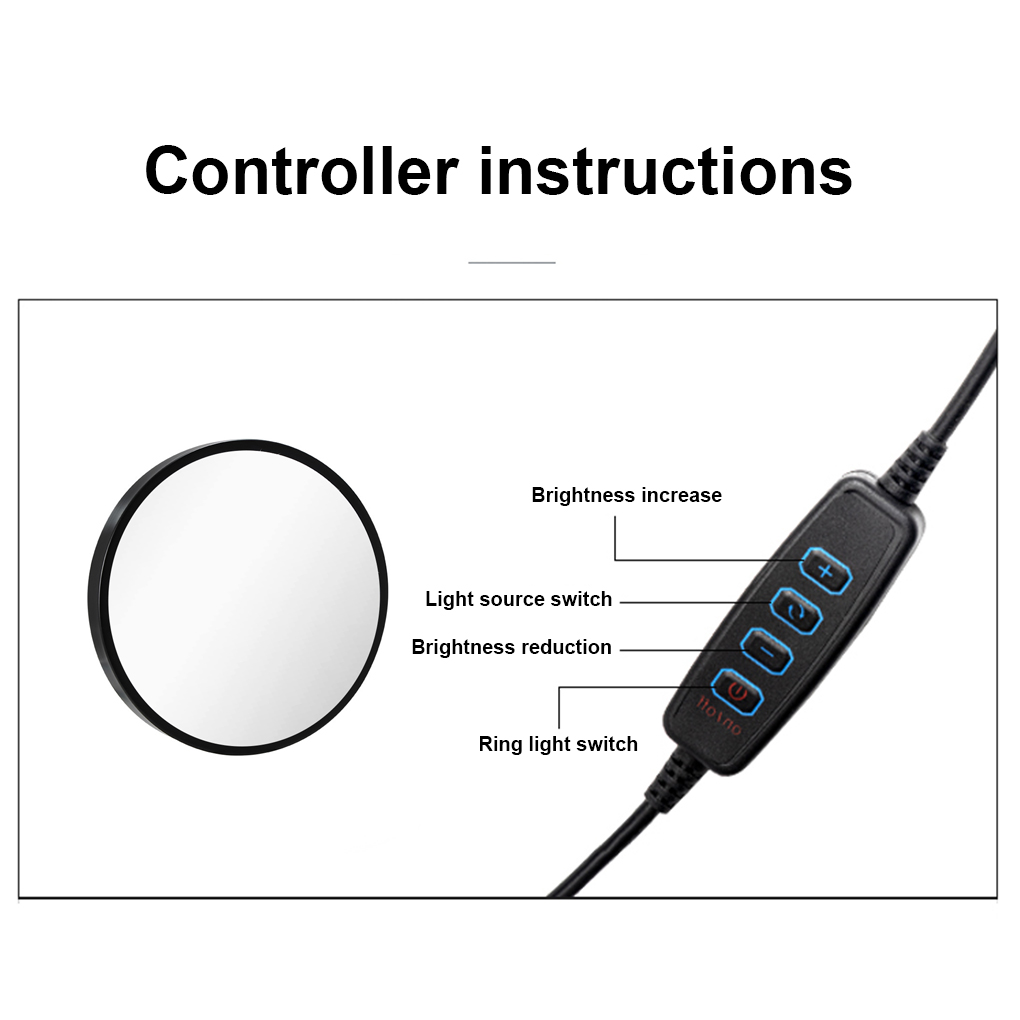 Espejo redondo con luz LED para pared, espejo redondo de luna de 20-25cm, con USB para dormitorio, maquillaje, ducha, baño, decoración, con lámpara de noche