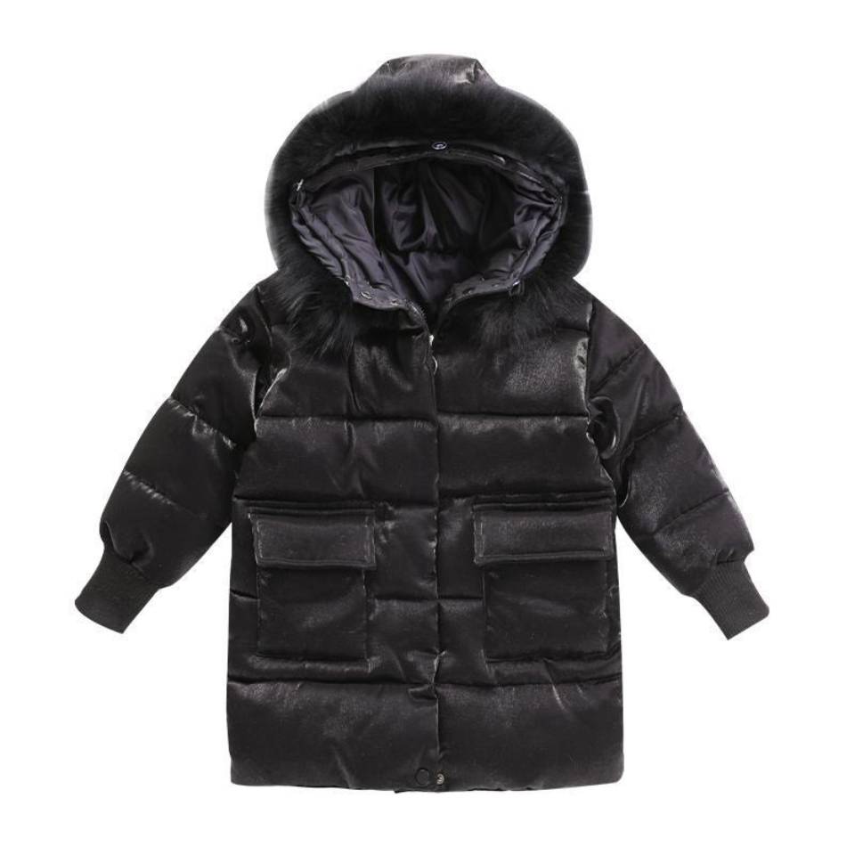 neue Winter Mit Kapuze Mantel Schwarz Unten Baumwolle Dicke Oberbekleidung Parkas Für 4 5 6 7 8 9 10 12 13 jahre Baby Mädchen Winter Kleidung