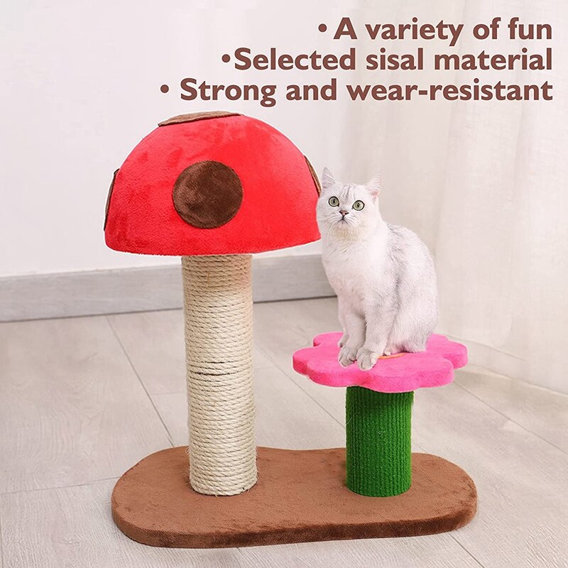 Cat Scratching Post, Mushroom Claw Scratcher Small Cat Tree House Training Interactive Toys For Indoor Kittens, Cats