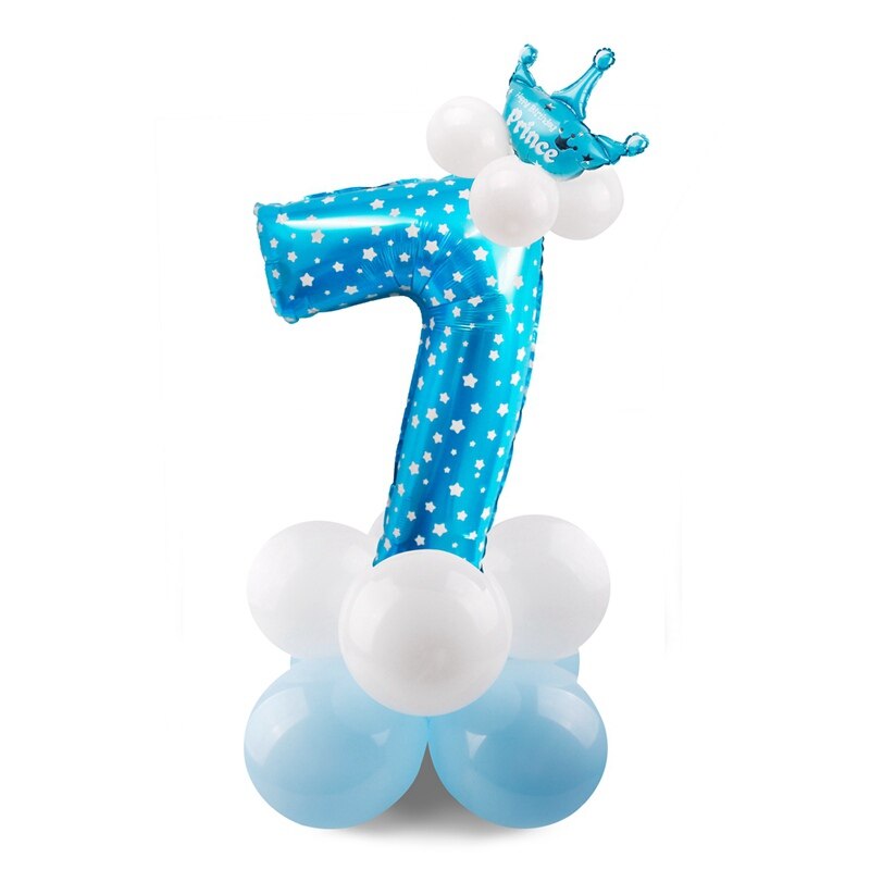 Blue Pink Number Balloon Happy Birthday Balloon 1st Birthday Party Decoration Kids Boy Girl Party Ballon Number: Blue 7