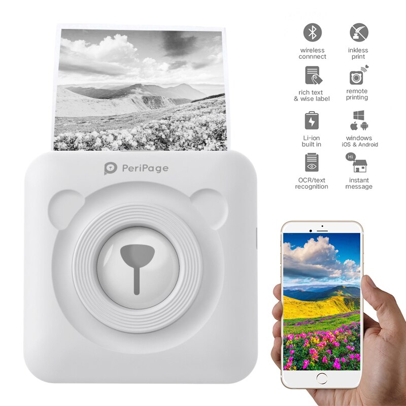 PeriPage Mini Photo Printer - Portable Thermal Bluetooth Printer for Android/iOS Phones - 58mm Pocket Machine