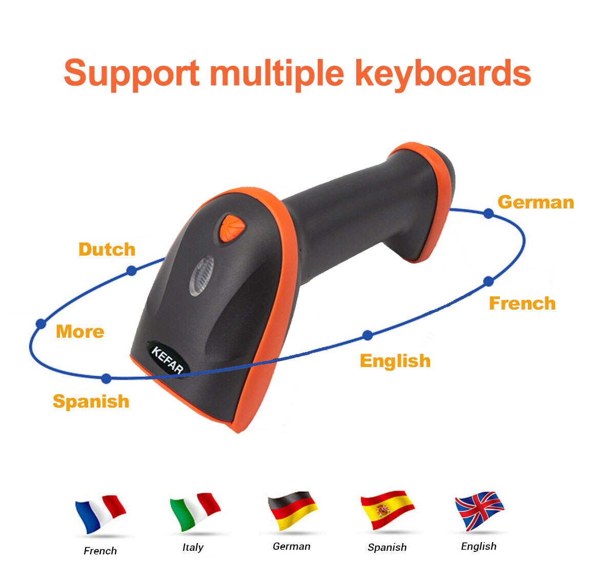 Holyhah V8BL Bluetooth 2D Barcode Scanner V8 Wireless QR Code Reader V5 Wired Handheld Scanner for IOS Android Phone Computer