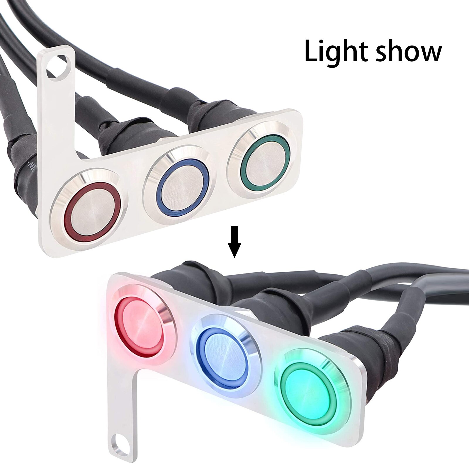 Stainless Steel LED Motorcycle Switch Handlebar Mount Waterproof Switches Button DC 12V Headlight Motorcycle Accessories