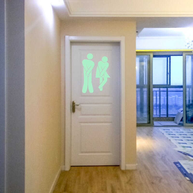 Luminous WC Wall Toilet Sticker Waterproof Door Sign Glow in the Dark Fluorescent poster Stickers Bathroom Toilet Stickers