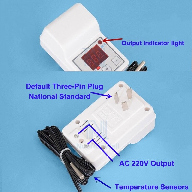 Intelligens temperaturregulator drivhus jord / luft opvarmningstråd tilbehør automatisk termostat switch konverteringsstik