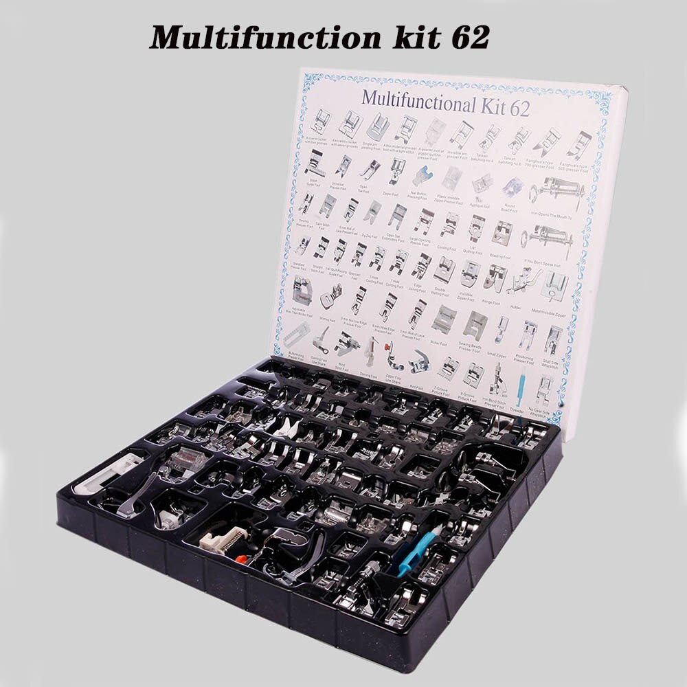 Sewing Machine Presser Foot Press Feet For Brother Singer Janome Sew Machines Kit Braiding Blind Stitch Over 32/52/62 Piece: Press foot 62pcs