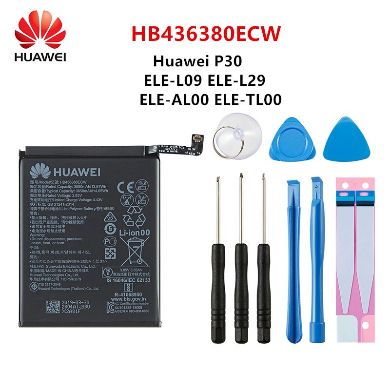 Original Huawei batería para HUAWEI Mate 9/Mate9 Pro/10/10 Pro /P20/P20 Pro/honor 8 9 10 Nova/Nova 2/Nova 2 Plus/Nova 3: HB436380ECW Tools