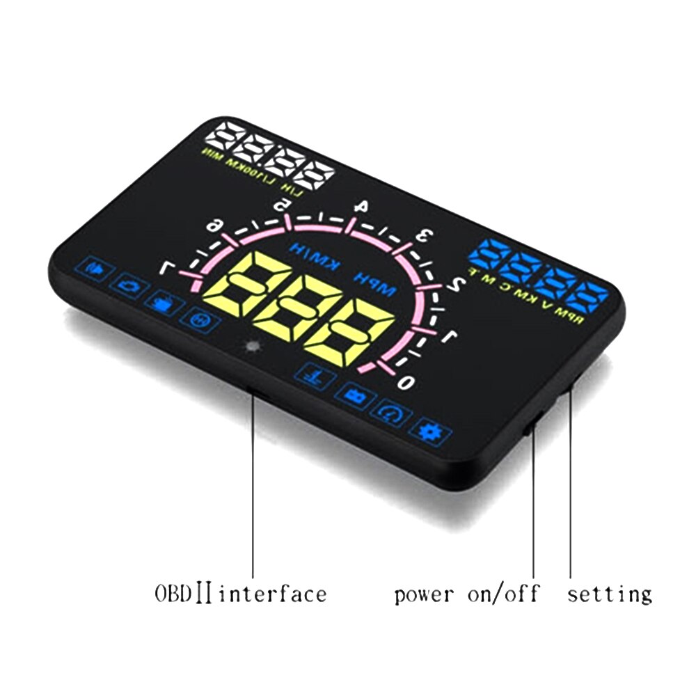 OBD2 II HUD Head-up Display 5.8 Inch Screen Projector OBD Scanner Speed Fuel Warning Alarm HUD Projector