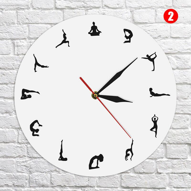 30CM DIY Yoga Pattern Clock Wall Clock Modern Clock Home Decoration Silent Clock Watch Home Decor For Living Room: 2
