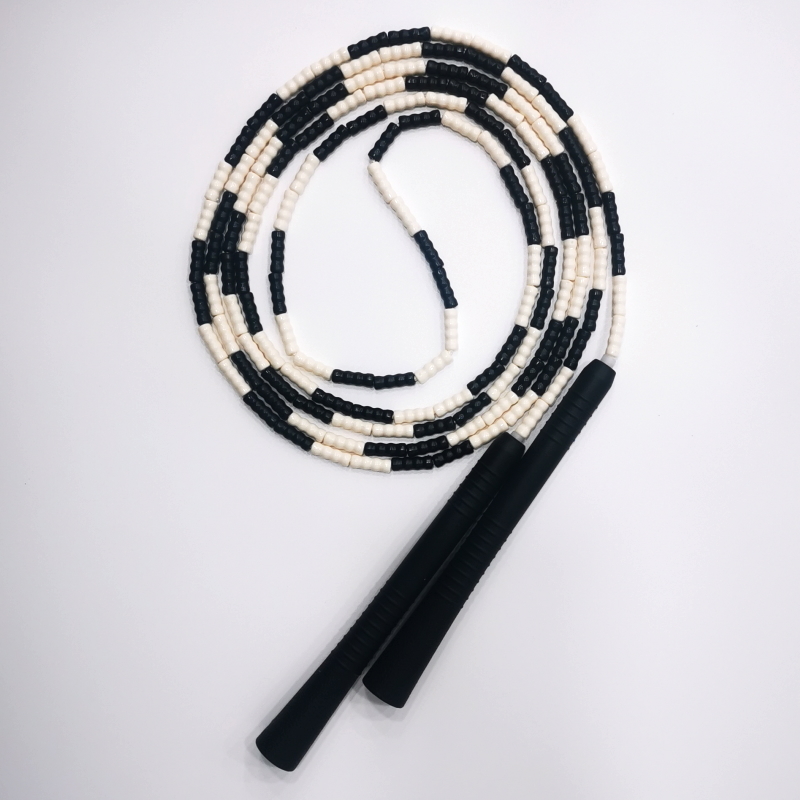 NEVERTOOLATE SOFT PVC beads freestyle long handle Bamboo Skipping Rope beaded Skipping Rope Indoor Sports: SKY BLUE