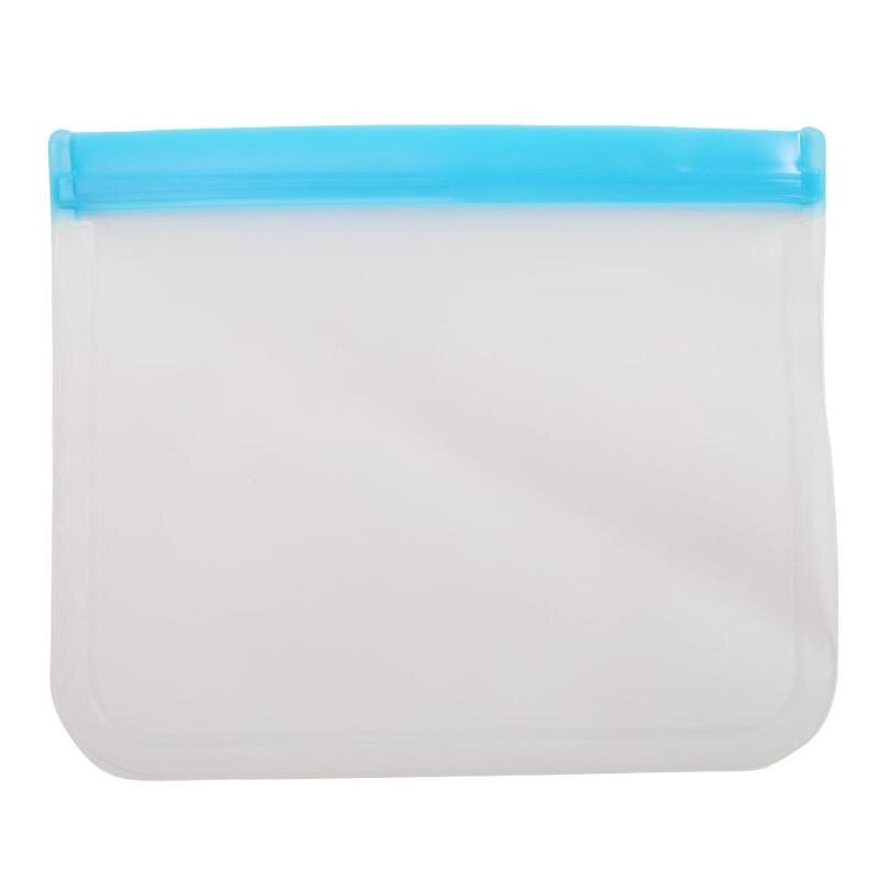 Reusable Silicone Food Storage Bags Leakproof PEVA Fruit Food Freezer Bag Fruit Meat Milk Organizer Ziplock Kitchen Supplies: Blue 21.5x18cm