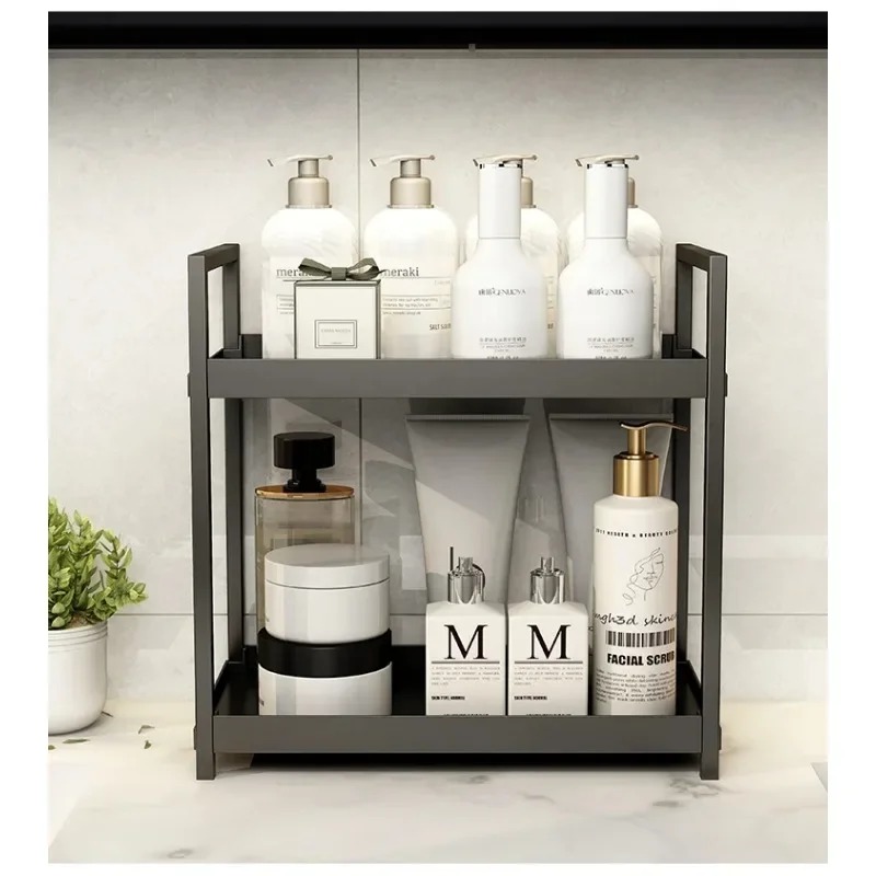 Double Desktop Storage Rack Kitchen Organizer Bathroom Countertop Perfume Cosmetics Shelf Dresser Rack