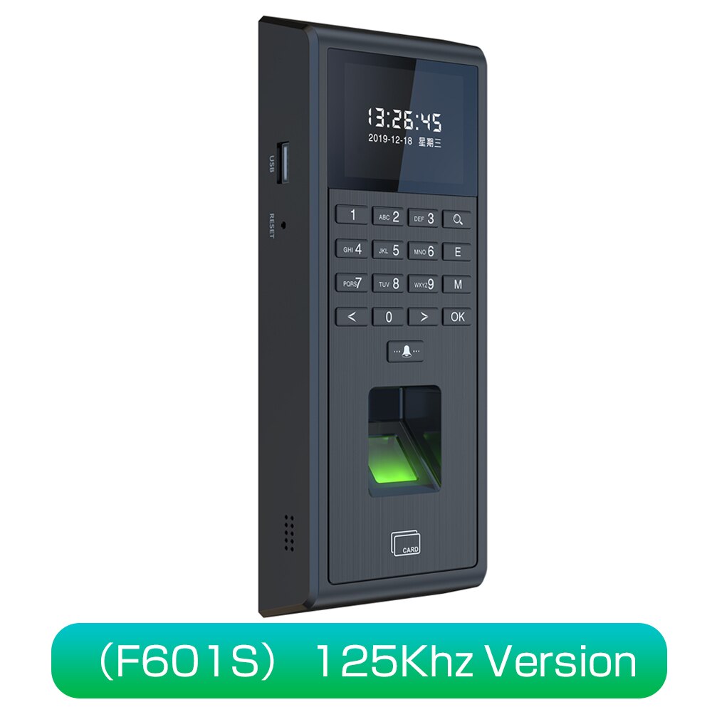 1000 Users Fingerprint Employee Time Attendance Access Control Machine RFID 125KHZ 13.56MHZ Standalone Keypad TCP/IP USB port: F601S 125Khz Version