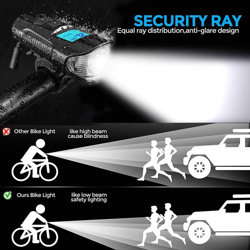 Lumière de vélo USB vélo ordinateur compteur de vitesse Rechargeable LED vélo lampe de poche ensemble de lampe