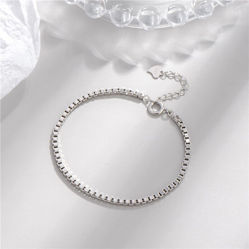 SODROV 925 Sterling Silver Bracelet Box Chain Bracelet Women Bracelet Sterling Silver 925 Mens Bracelet Jewelry