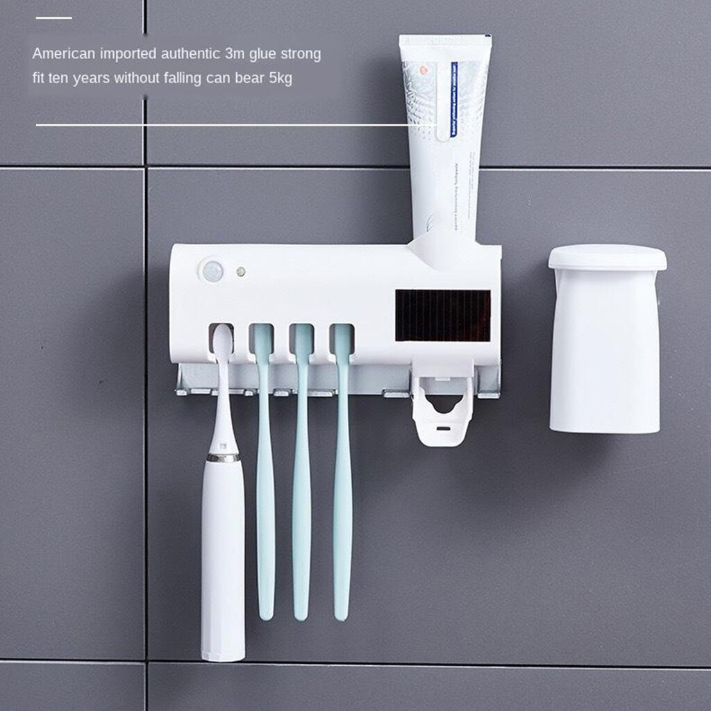 UV Light Toothbrush Automatic Toothpaste Dispenser Sterilizer Toothbrush Holder Cleaner Toothbrush Sanitizer Holder Wall Mounted