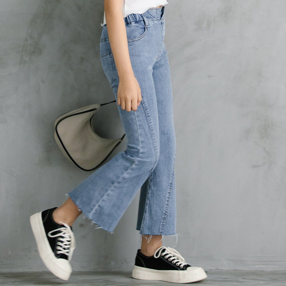 Pantalones vaqueros con campana para niñas, para estudiantes adolescentes pantalones acampanados, ropa para niñas de 10 a 12 años