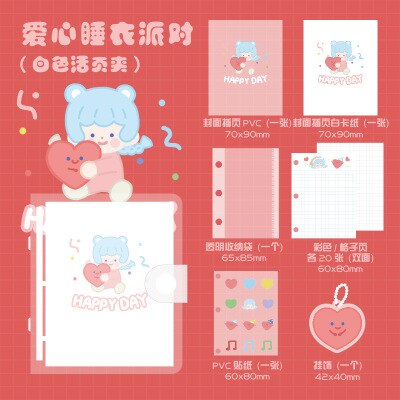 Japanese Stationery Mini Portable 3 Hole Binder Diary Notebook Cute Small Pocket Journal Notebook Grid Color Pages Planner: D