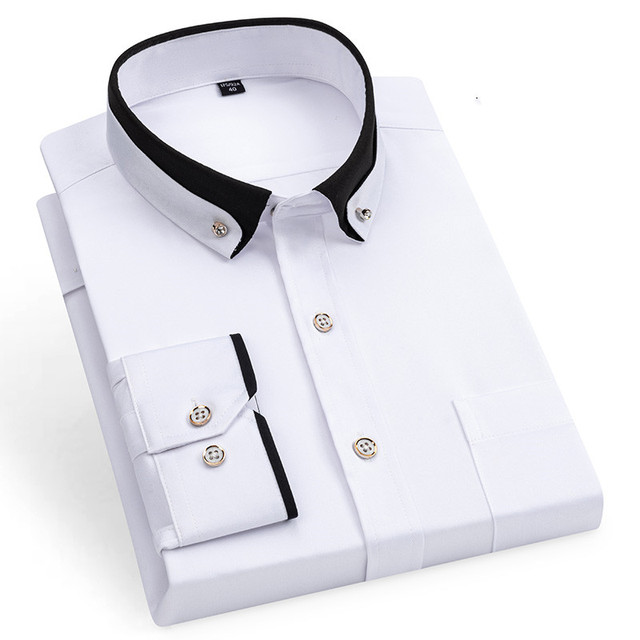 Nueva Camisa de vestir de negocios para hombre, Camisa Social de manga larga con botones, ropa informal antiarrugas para de boda y oficina para hombre