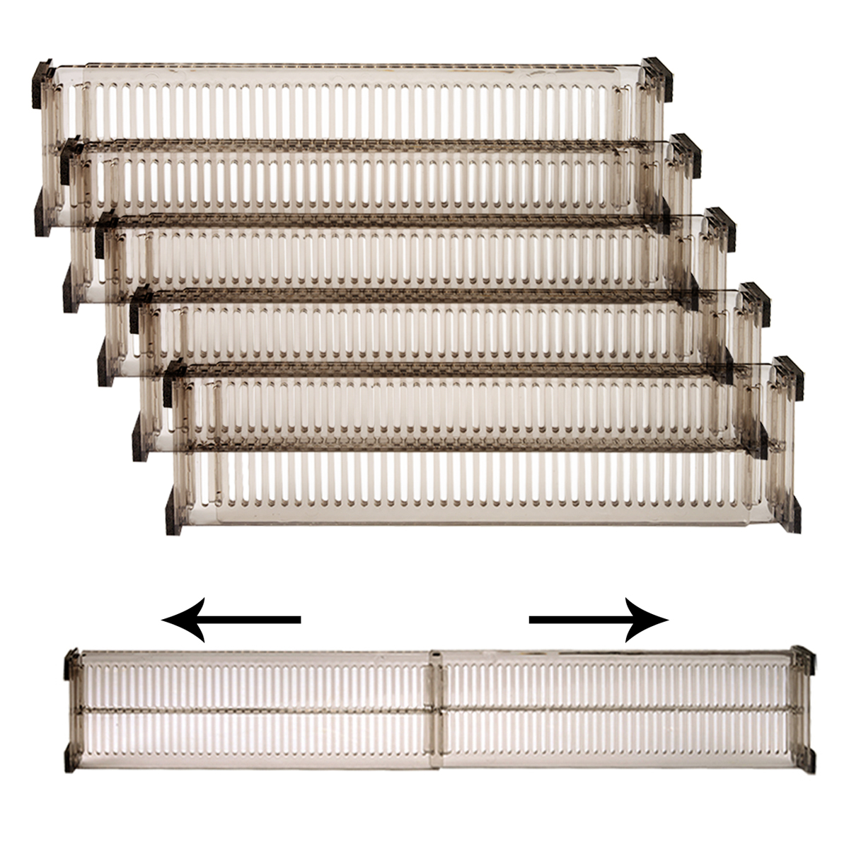 10 Divisor de cajón de plástico 5 juegos, divisores de almacenamiento de cajones para el hogar, divisores de cajones para almacenamiento y organización, combinación gratuita