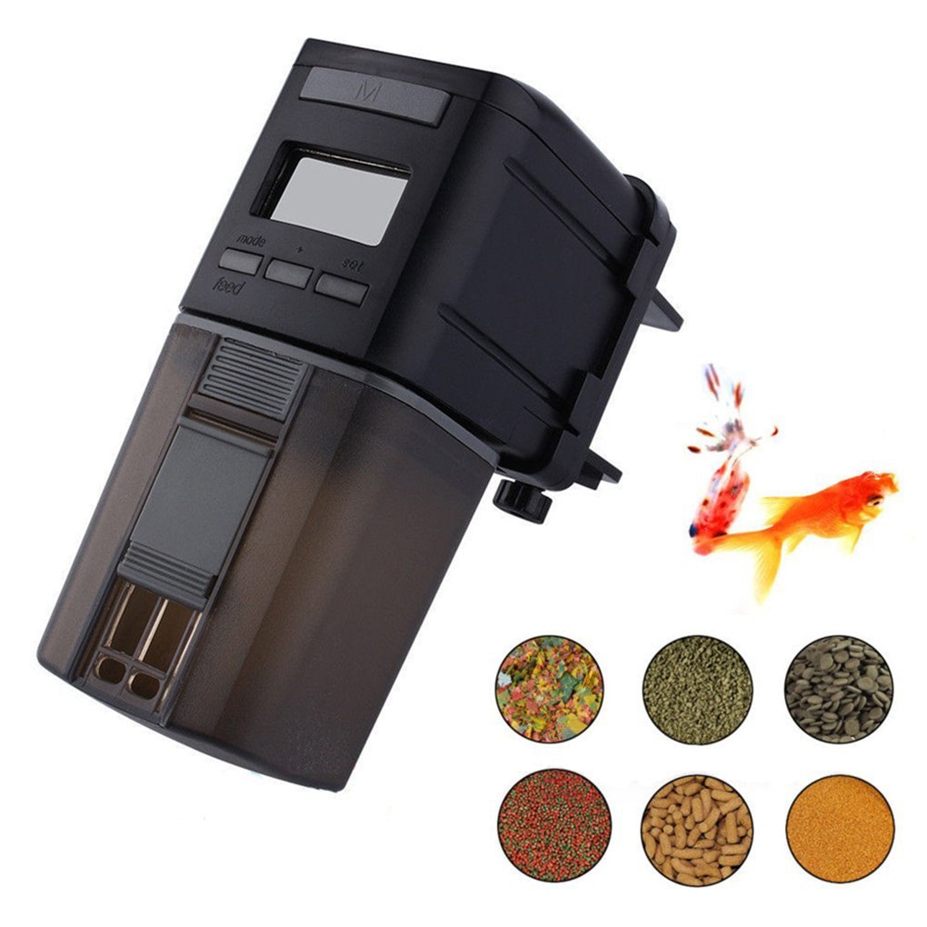Mini automatisk fisk feeder akvariefisk mad automatisk timer fodring dispenser justerbar output auto feeder