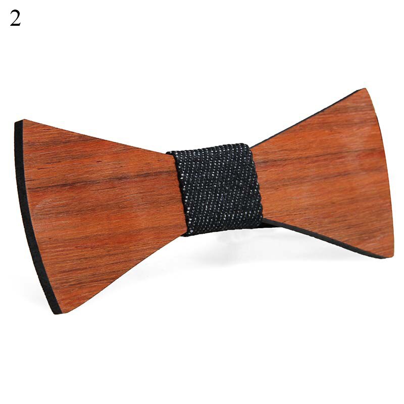Pajarita de madera de para hombres Unisex ahuecado tallado Retro de madera para cuello corbatas correa ajustable Vintage moño estilo bigote: 2